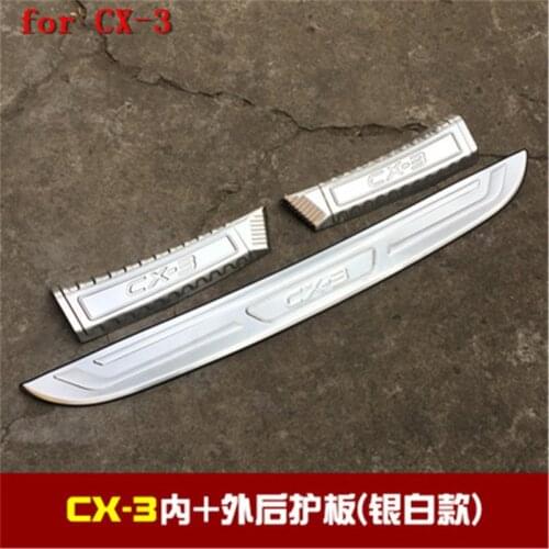 Car Styling For Mazda CX-3 2018 Stainless Steel Scuff Rear Bumper Protector Sills Interior Trunk Rear guard Tread Plate Pedals