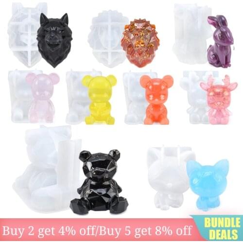 Stereoscopic Animal Resin Molds Silicone Bear Casting Molds Epoxy Resin Mold for Keychains DIY Handmade Resin Jewelry Supplies