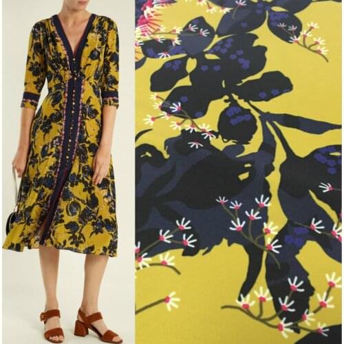 Spring Summer Digital Long Skirt Printed Fabric Hand-painted Flower Pattern Cloth for Womens Clothing Fabrics for Sewing