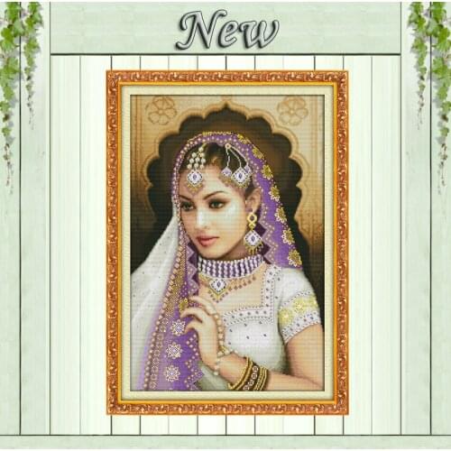 Oriental beauty purple girls India Decor 11CT counted printed on canvas DMC Cross Stitch kits 14CT needlework Set DIY embroidery