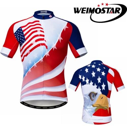 Weimostar USA Cycling Jersey Men Quick Dry Summer Bike Shirts Short Sleeve Breathable Bicycle Clothing Maillot Ciclismo
