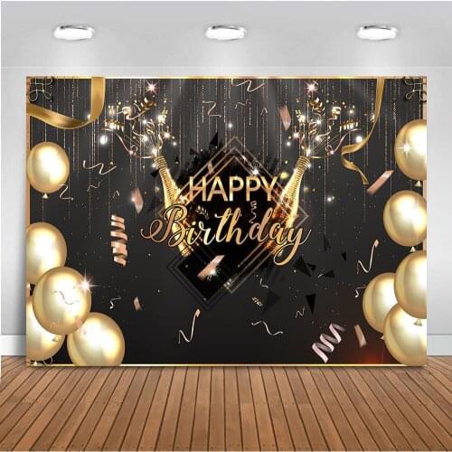 Happy Birthday Balloons Champagne Graduation Party Photography Background Celebration Banner Decoration Photographic Backdrops