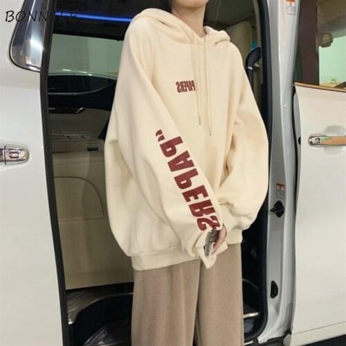 Hoodies Women Hooded Warm Thick Pullovers Leisure Preppy Clothing Ladies Fashion Ulzzang Korean Style All-match Long Sleeve Chic