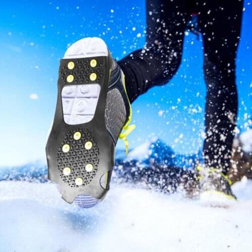 10 Studs Universal Ice Snow Shoe Spiked Grips Cleats Crampons Winter Climbing Camping Anti Slip Hiking Snowshoes Shoes Cover