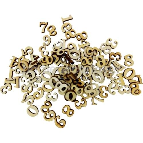 100pcs Blank Unfinished Wooden 0-9 Arabic Number Scrapbooking Embellishments for Kids Games