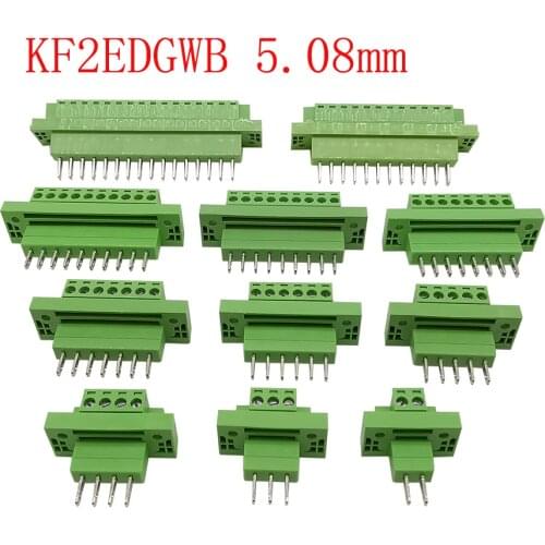 2Pairs KF2EDGWB Pitch 5.08mm Bulkhead PCB Screw Terminal Block Connector Straight Pluggable Through-wall Terminals Plug Socket