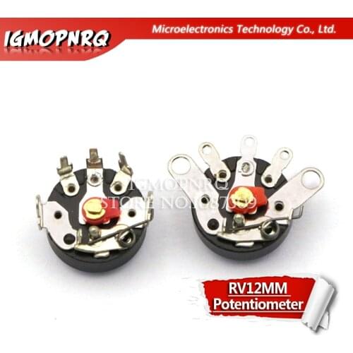 5PCS/LOT RV12MM Bent /Straight foot 10K 50K Radio Potentiometer Power Amplifier Volume Potentiometer With Switch B503 B103