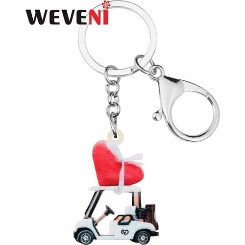 WEVENI Acrylic Valentines Day Love Heart Car Key Chains Ring Bag Car Purse Decoration Keychains For Women Girl Teen Trendy Gift