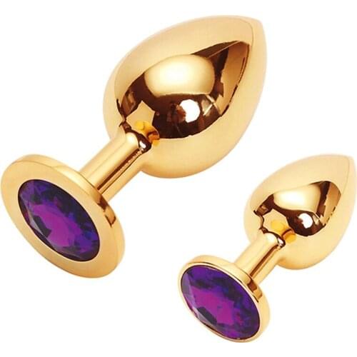 2 in 1 Luxury Gold Stainless Steel Butt Plug Size M & S Metal Anal Plug Dilator Gay Adult Sex Toys for Men and Woman Sex Shop
