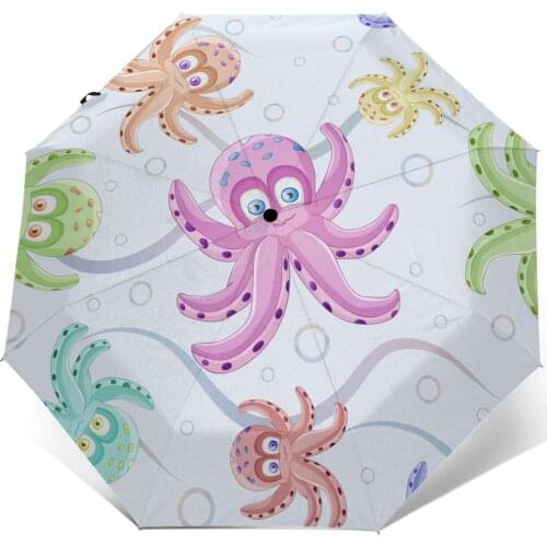 Sunny Umbrella Octopus Pattern Automatic folding portable men women umbrella Sunscreen rain Windproof beach parasol