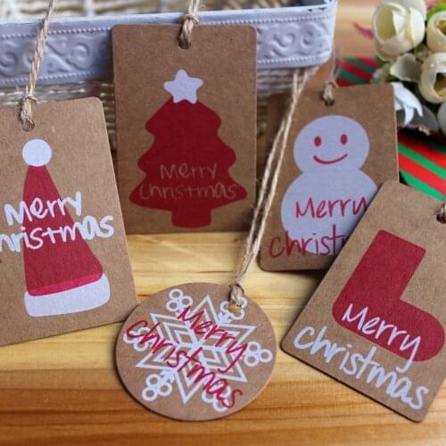 Behogar 50pcs Brown Kraft Christmas Gift Tags Labels with 32ft Twine for Christmas Wedding Party Holiday Favor Gift Wrapping