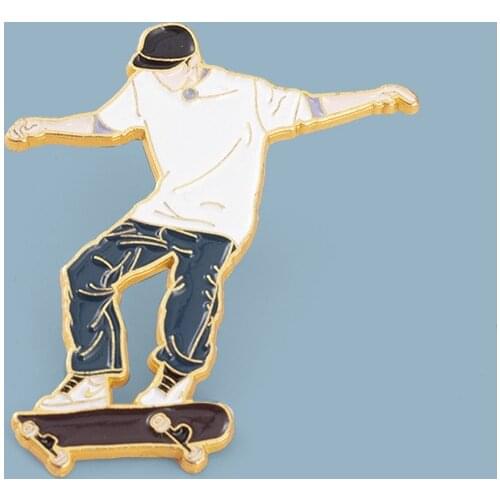 New Cartoon Skateboard Boy Enamel Pins Young Life Bag Brooches Lapel Badge Jewelry Gift For Kids Friends
