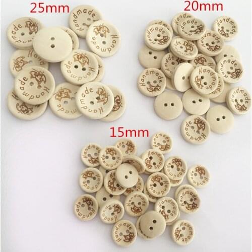 50PCS/lot 15/20/25mm Natural Color Wooden Buttons handmade love Letter wood button craft DIY baby apparel accessories