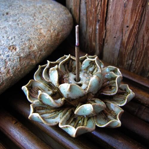 Ceramic Lotus Flower Shape Incense Burner Stick Cone Burner Holder Incense Base Plug Home Decoration Incense Burner Stick Holder