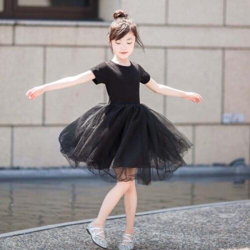 Black Summer Girls Dress 2020 New Kids Ballet Dress Tulle Princess Party Frocks Elegant Children Clothing For 4 6 8 10 12 14 Yrs