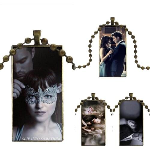 For Girls Handmade Gift Necklace Fashion Long Chain With Rectangle Necklace Jewelry 50 Fifty Shades Of Grey Movie