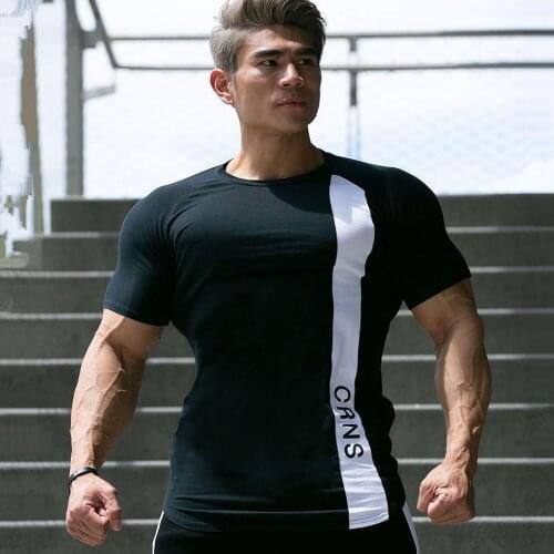 Gym Skinny T-shirt Men Cotton Short sleeve t shirt New Summer Fitness Bodybuilding Male Casual O-Neck Tee shirts Tops Clothing