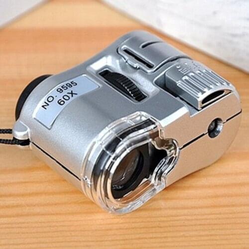 60X LED Illuminated Pocket Portable Mini Microscope Jewelry Appraisal Magnifier for Electronic Repair Loupe Magnifying Glass