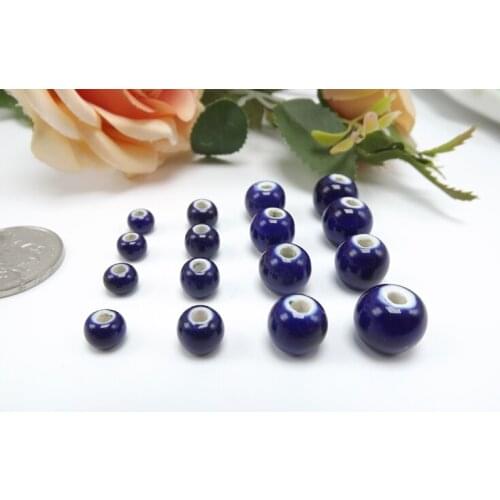 Blue color deep blue ceramic beads candy color porcelain beads wholesale size of all sizes DIY beads 1517