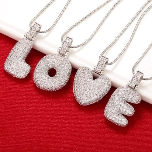 ZHUKOU 1.25x500mm Fat and lovely crystal brass silver color letter necklace for women friends birthday gift model: VL34