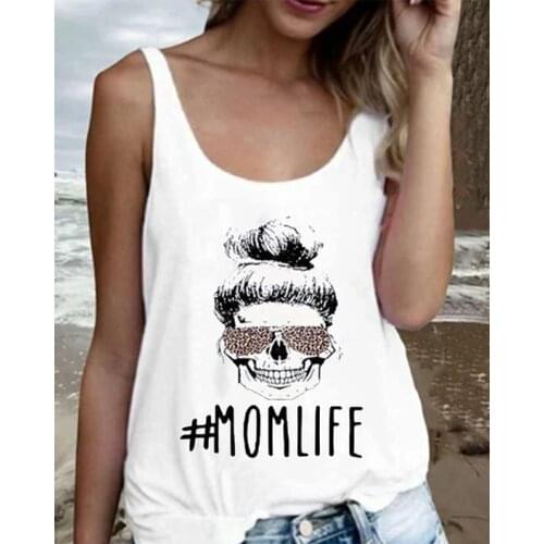 COLORED Mom Life Leopard Skeleton tanks Gothic women fashion aesthetic undershirt singlet sleeveless 100% cotton garment top