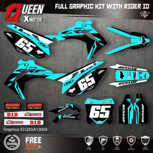 QUEEN X MOTOR Custom Team Graphics Backgrounds Decals Stickers Kit For HONDA 2014-2017 CRF250R 2013-2016 CRF450R 004