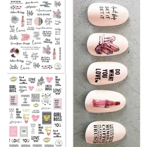 Newest CA645 646 647 fashion lettering design nail art sticker decal stamping back gule DIY decoration for nail art tips