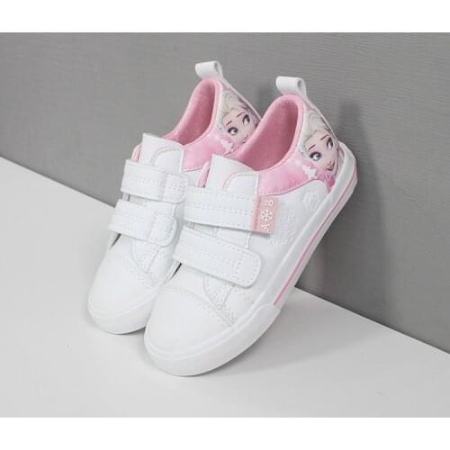 Disney cartoon autumn and winter new children white shoes frozen princess shoes girls leather casual sports shoes
