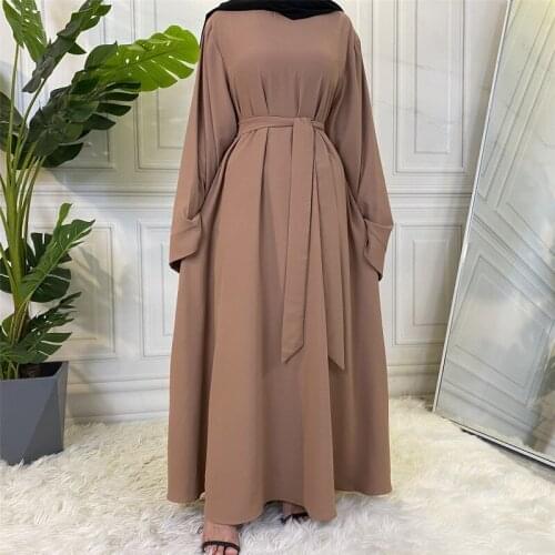 Eid Ramadan Modest Abaya Dress Muslim Women Loose Causul Caftan Long Sleeve Solid Color Hijab Dresses Islamic Dubai Turkey Robe