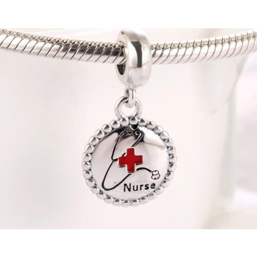 S925 Pendant DIY Jewelry Nurse Dangle Charm fit Lady Bracelet Bangle