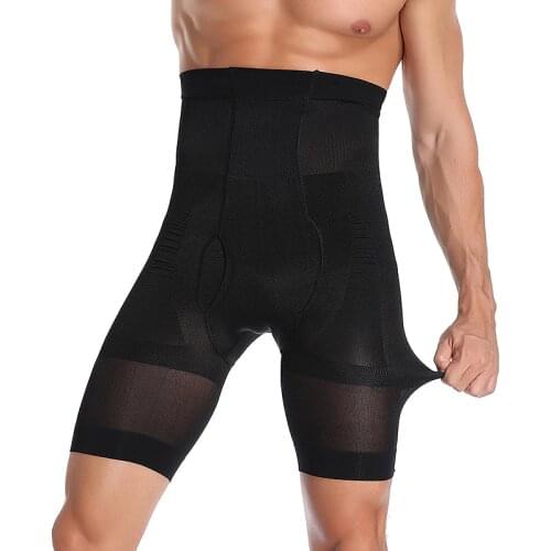 Mens Tummy Control Shapewear Shorts High Waist Slimming Anti-Curling Underwear Body Shaper Seamless Boxer Brief