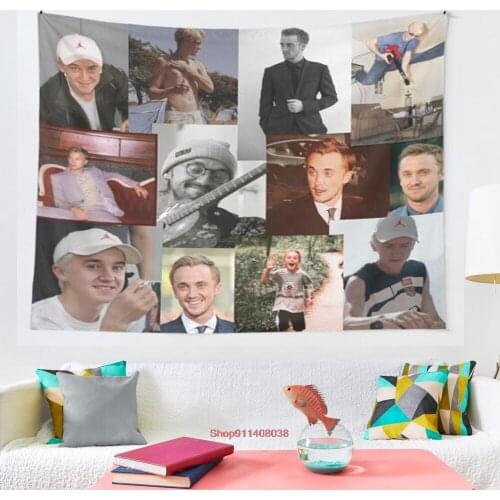 Tom Felton collage tapestry Coverlet Curtain Blanket Bedding Sheet Towel Throw Window Curtain Tapestries