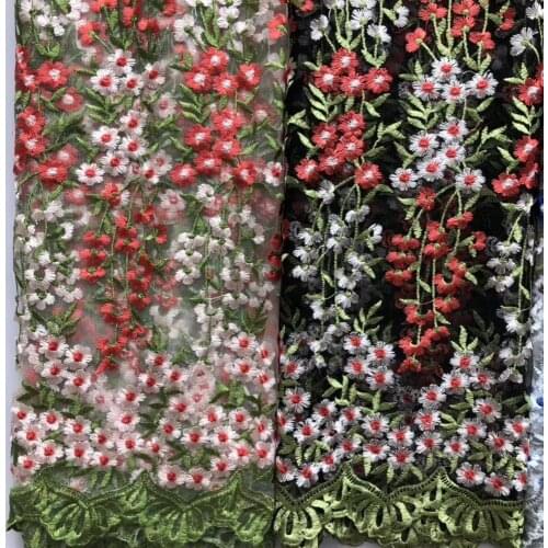 Beautiful Flowers Tulle Fabric Embroidery Mesh Fabric Long Branch For DIY Sewing Flower Girl Dress Curtain fabric by 1 yard