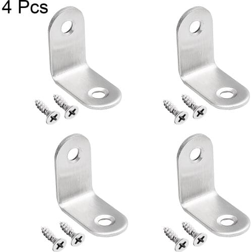 Uxcell Corner Brace Angle Bracket Fastener L Shape 30mmx30mmx15mm Stainless Steel for Fasten Desks, Chairs, Beds 4pcs