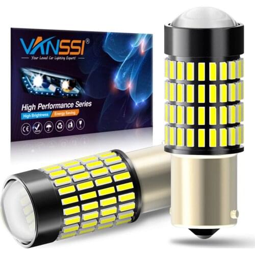VANSSI 2x 1400LM 102-EX Ba15s 1156 1141 1003 7506 LED Bulbs for Back Up Reverse Lights,Brake Lights,Tail Lights,6000K White