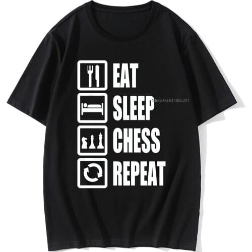 Eat Sleep Chess Repeat Anime Funny Japanese Manga Mens T Shirt Gift Cotton Casual Black Oversized Tee Streetwear Short Sleeve