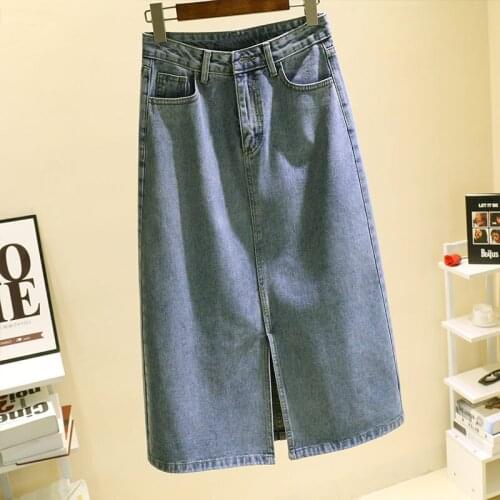 High Waist Long Denim Skirt Women 2020 Spring Summer Large Size Split Wild Package Hip A-line Skirt Plus Size 5XL Saias Jeans