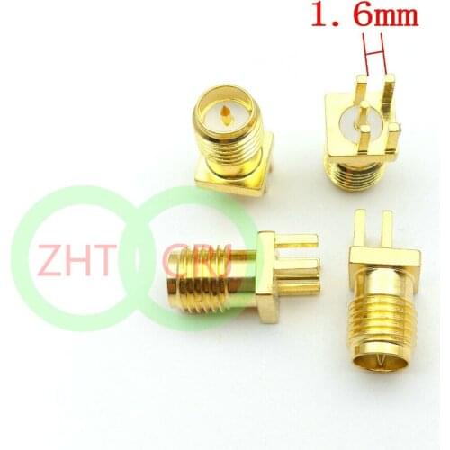 100pcs 1.6mm RP-SMA Female PCB Edge Mount RF Solder Adapters SMA Female Jack connector
