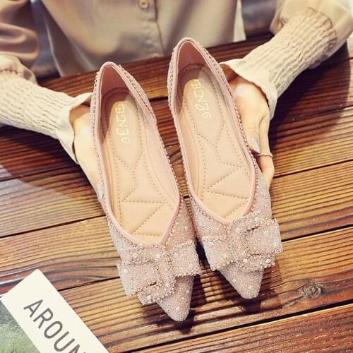 2021 Rhinestone Pointed Shoes Ballet Mixed Pregnant Zapatos De Moccasin Chaussure Femme Zapatillas Mujer Womens Flat Color Soft