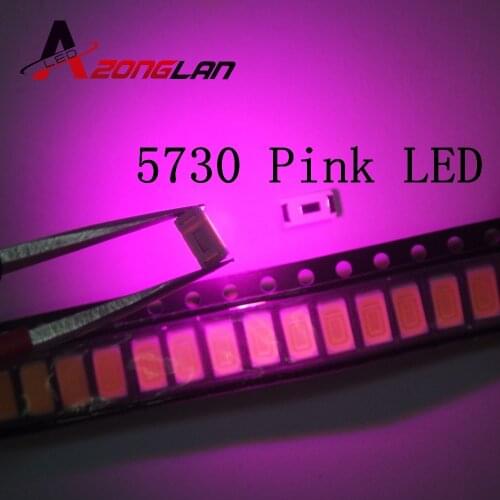 500pcs 5630/5730 SMD/SMT pink Color Surface Mount Diodes SMD SMT 5730 LED light Chip- (1.8~3.4V / ) Diodes Ultra Birght Led