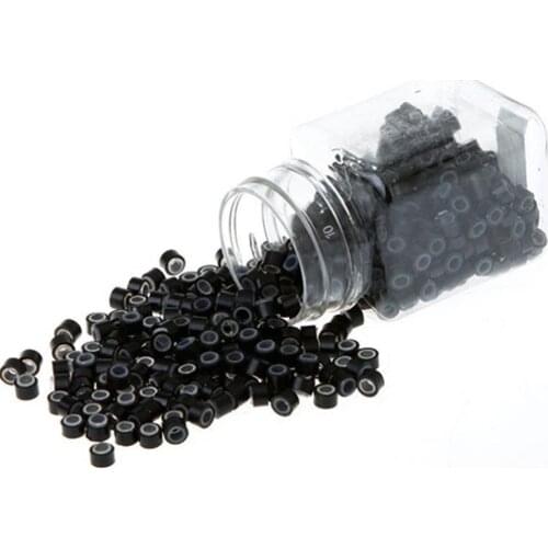 500Pcs Silicone Aluminum Micro Link Beads Rings for Feather Hair Extensions Cosmetic Styling Tools & Accessories