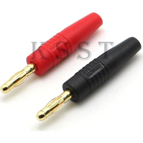 AM-1018 New 4mm 24k Gold Plated Musical Speaker Cable Wire Pin Banana Plug Connector B7