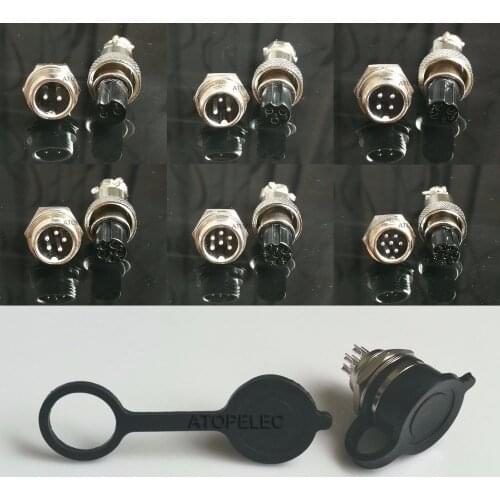 1 Set GX12 12mm Aviation Plug Metal Panel Female+Male Connector+Rubber Waterproof 2pin/3pin/4pin/5pin/6pin/7pin