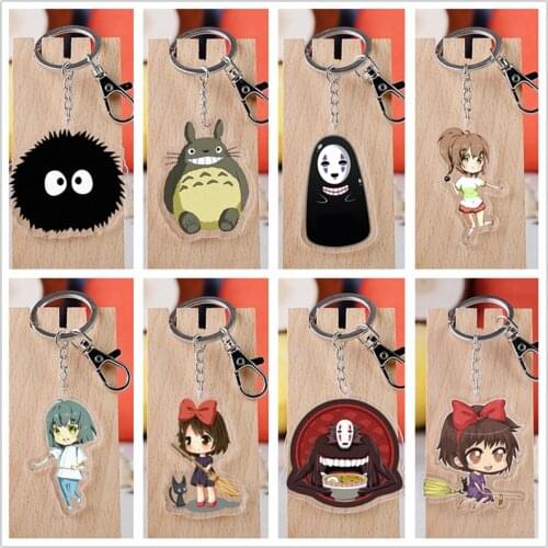 10 pcs Spirited Away Acrylic Keychain Toy Figure ogino chihiro No Face man Bag Pendant Double sided Key Ring Gifts
