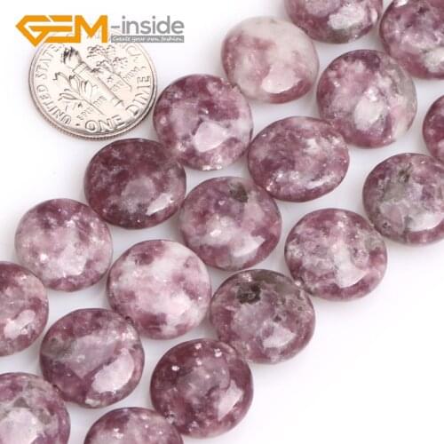 GEM-inside 14mm Natural Tourmaline Stone Coin Shape Beads for Jewelry Making Beads Gifts New Fashion DIY Necklace