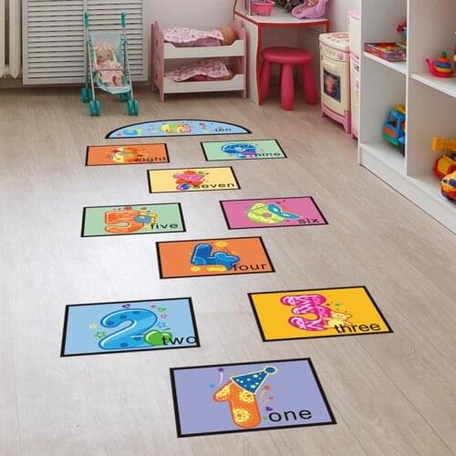Digital Wall Sticker Cartoon Number Wallpaper Removebal Jumping Grid Floor Preschool Education Creative Kindergarten Home Decor