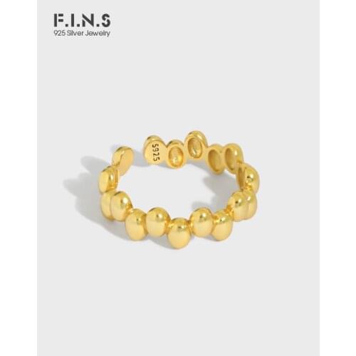 F.I.N.S Minimalist Real S925 Sterling Silver Texture Bean Opening Ring Korean Fashion Silver 925 Rings for Women Fine Jewelry