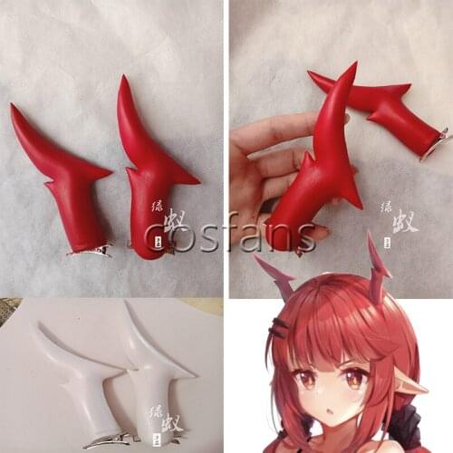Game Arknights Vigna Cosplay Horns Red Horns Head Clip Headwear Hairwear Cosplay Props Accessories Hair Clip Halloween Props