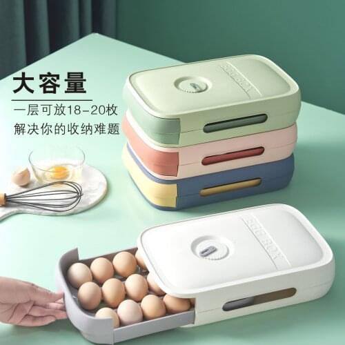 Best Sale Refrigerator Eggs Storage Boxed Food Sorting Rack Rolling Drawer Type Eggs Box Fridge Space Saver Organizer For Eggs