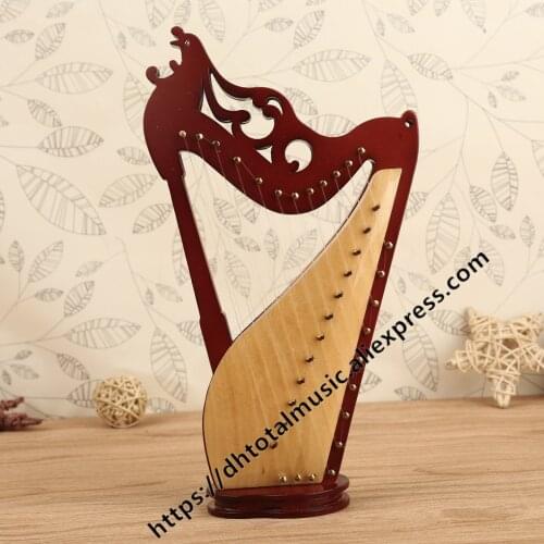 Miniature Konghou Model Replica with Case Mini Kong Mini Musical Instrument Ornaments Collections Chinese Traditional Gifts